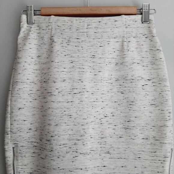 WILFRED / Aritzia Exposed Zip Slit Ponte Pencil Fitted Mini Skirt Marled Grey 6 - Picture 3 of 13